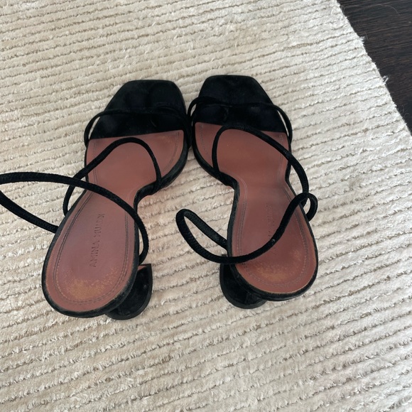 Amina Muaddi Naima Suede Sandals in Black - Picture 4 of 6